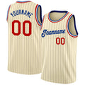 Custom Basketball Jersey - Cream Black Pinstripe Red-Royal