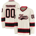 Custom Hockey Jersey - Cream Black-Red - Style Cream0158