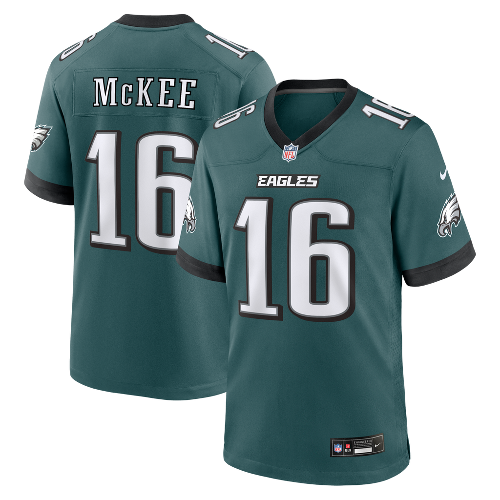 Philadelphia Eagles Tanner McKee Midnight Green Team Game Football Jersey