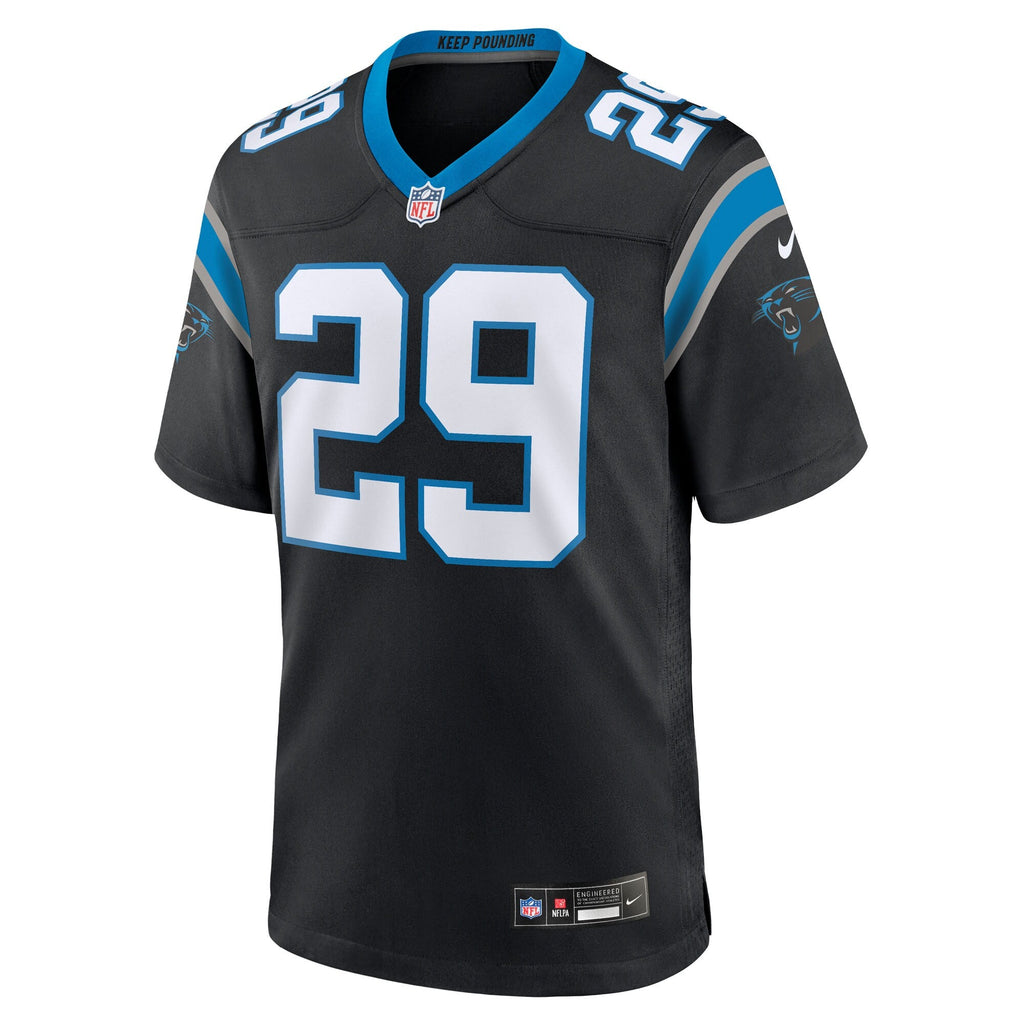 Carolina Panthers Akayleb Evans Black Team Game Football Jersey