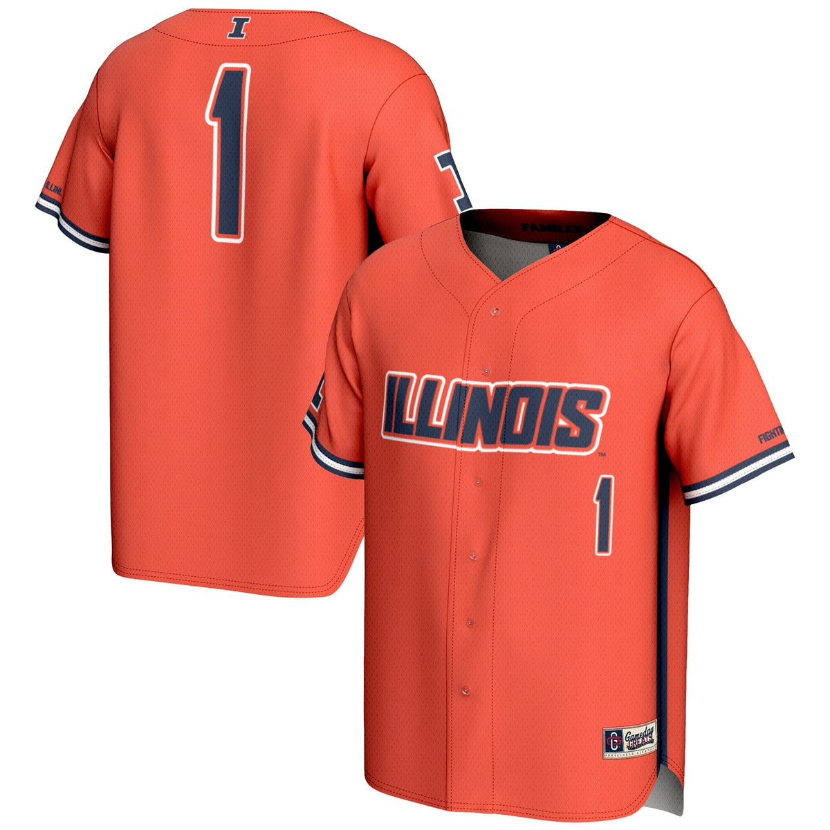 #1 Illinois Fighting Illini Lightweight Baseball Jersey - Orange