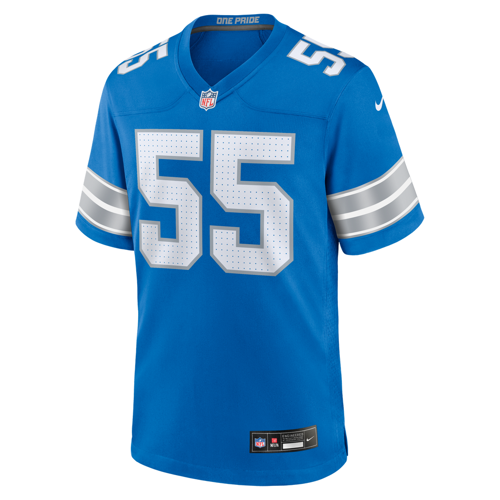 Detroit Lions Derrick Barnes Blue Team Game Football Jersey