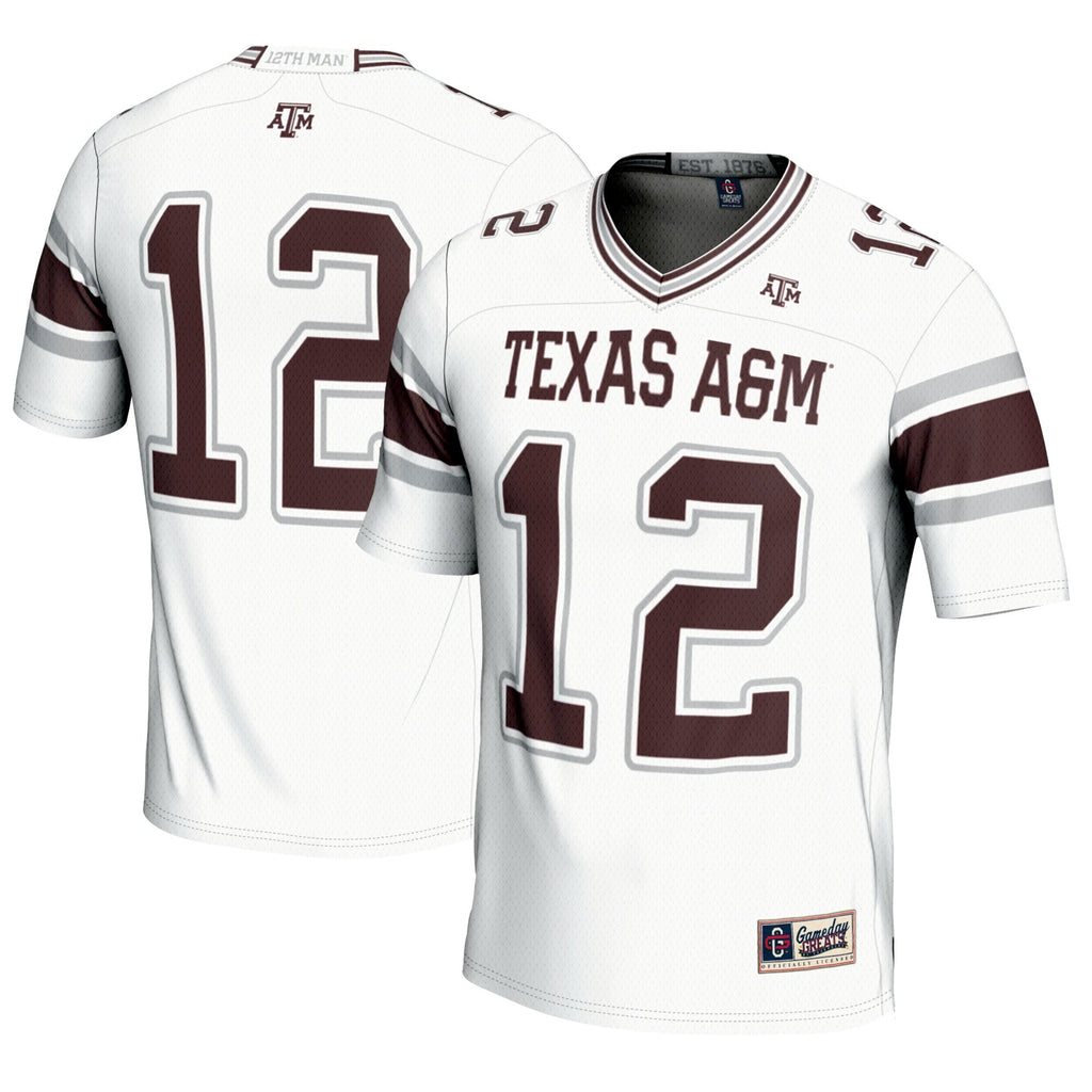 #12 White Texas A&M Aggies Football Lightweight Fashion Jersey