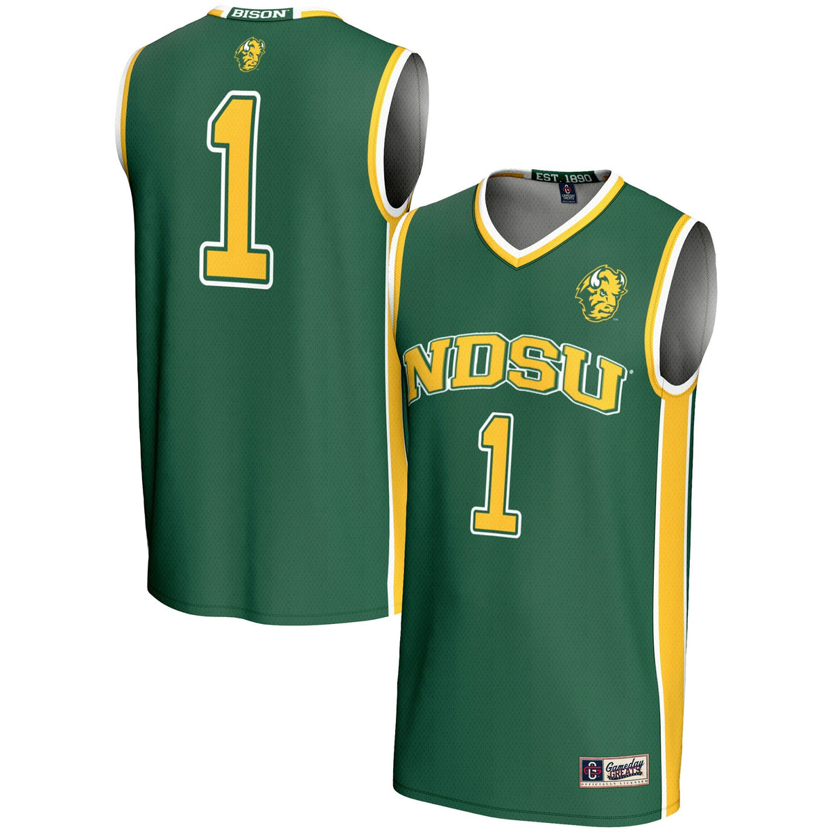 #1 NDSU Bison Lightweight Basketball Jersey - Green