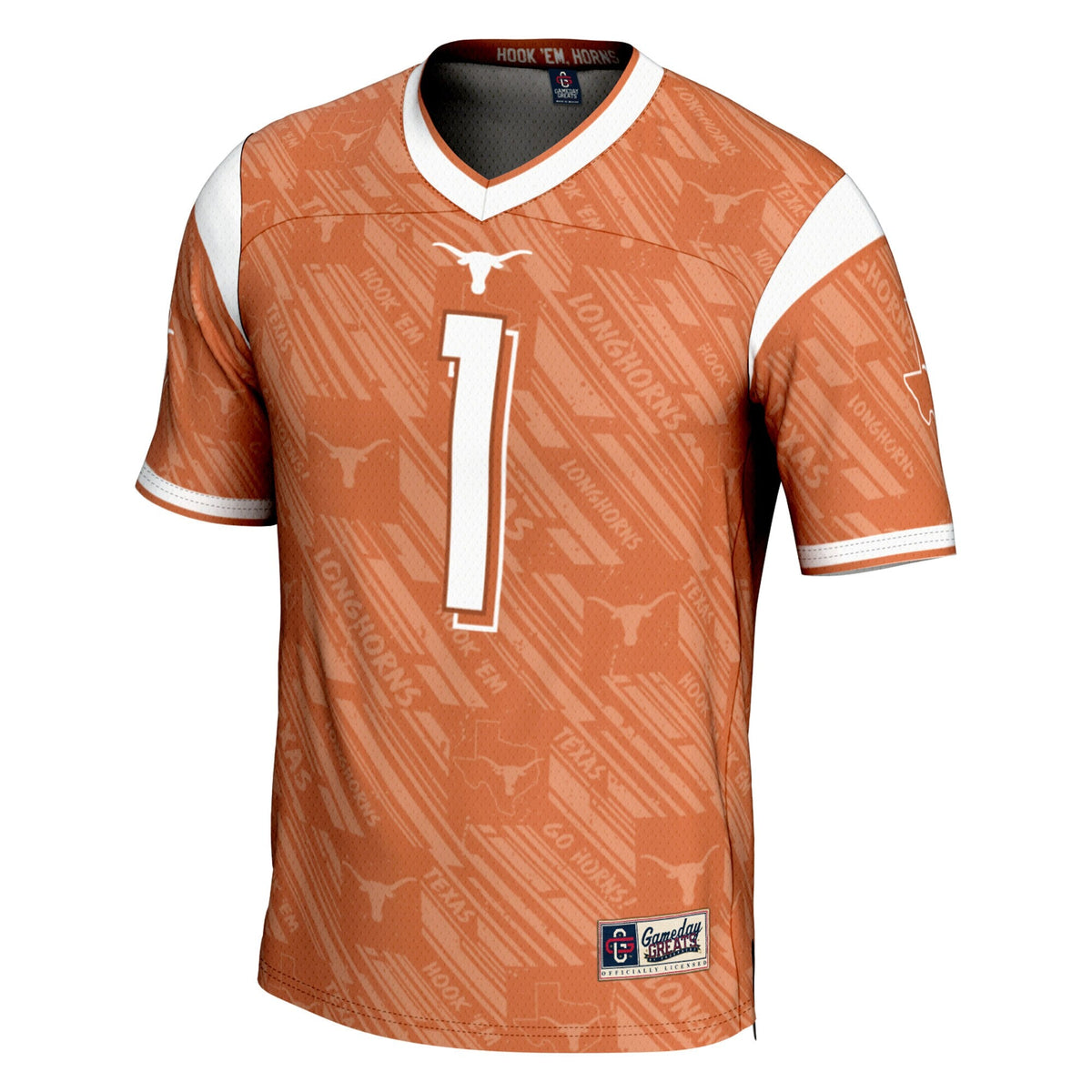 #1 Texas Orange Texas Longhorns Highlight Print Football Fashion Jersey