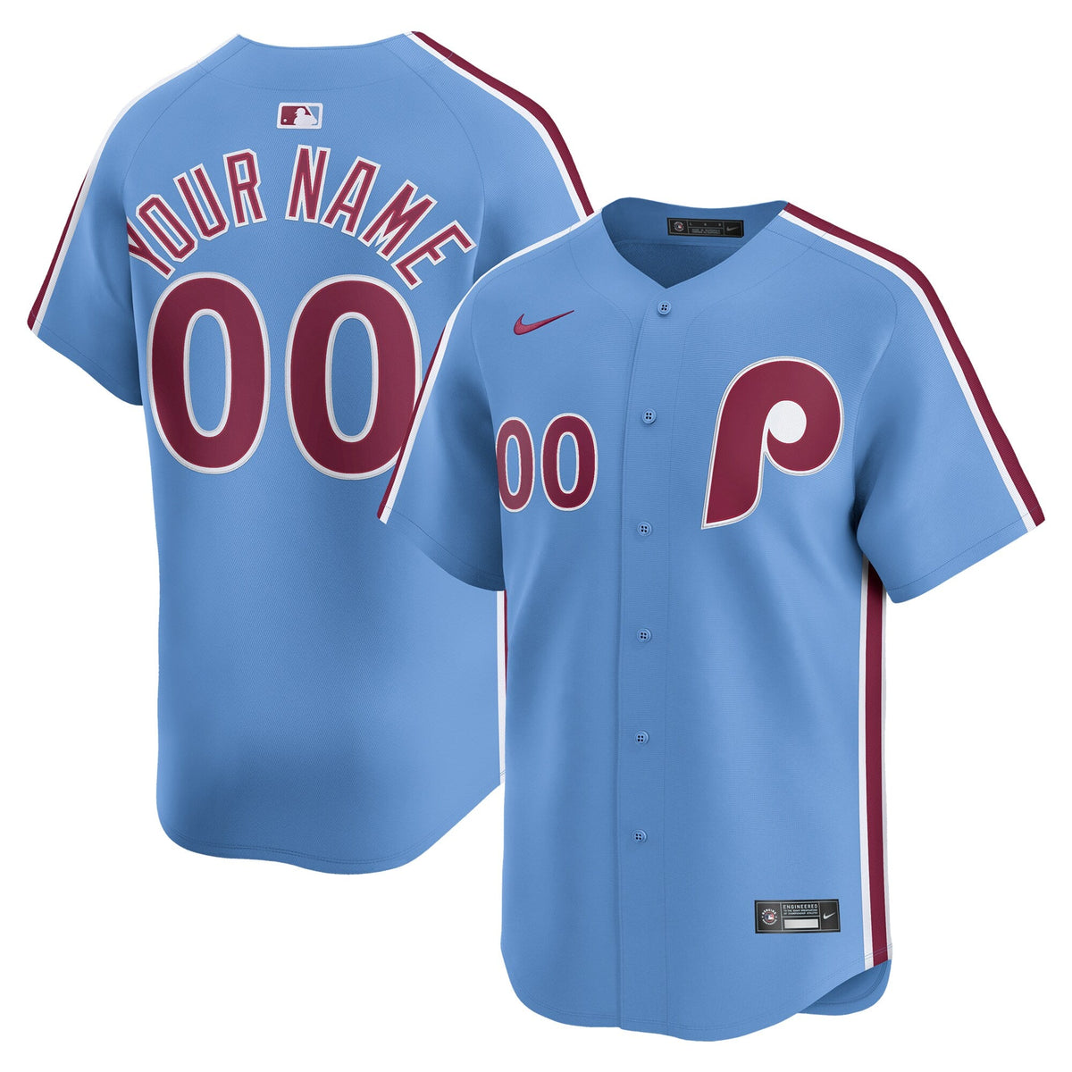 Philadelphia Phillies Light Blue Alternate Limited Custom Baseball Jersey