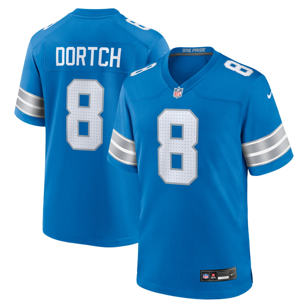Detroit Lions Greg Dortch Blue Team Game Football Jersey