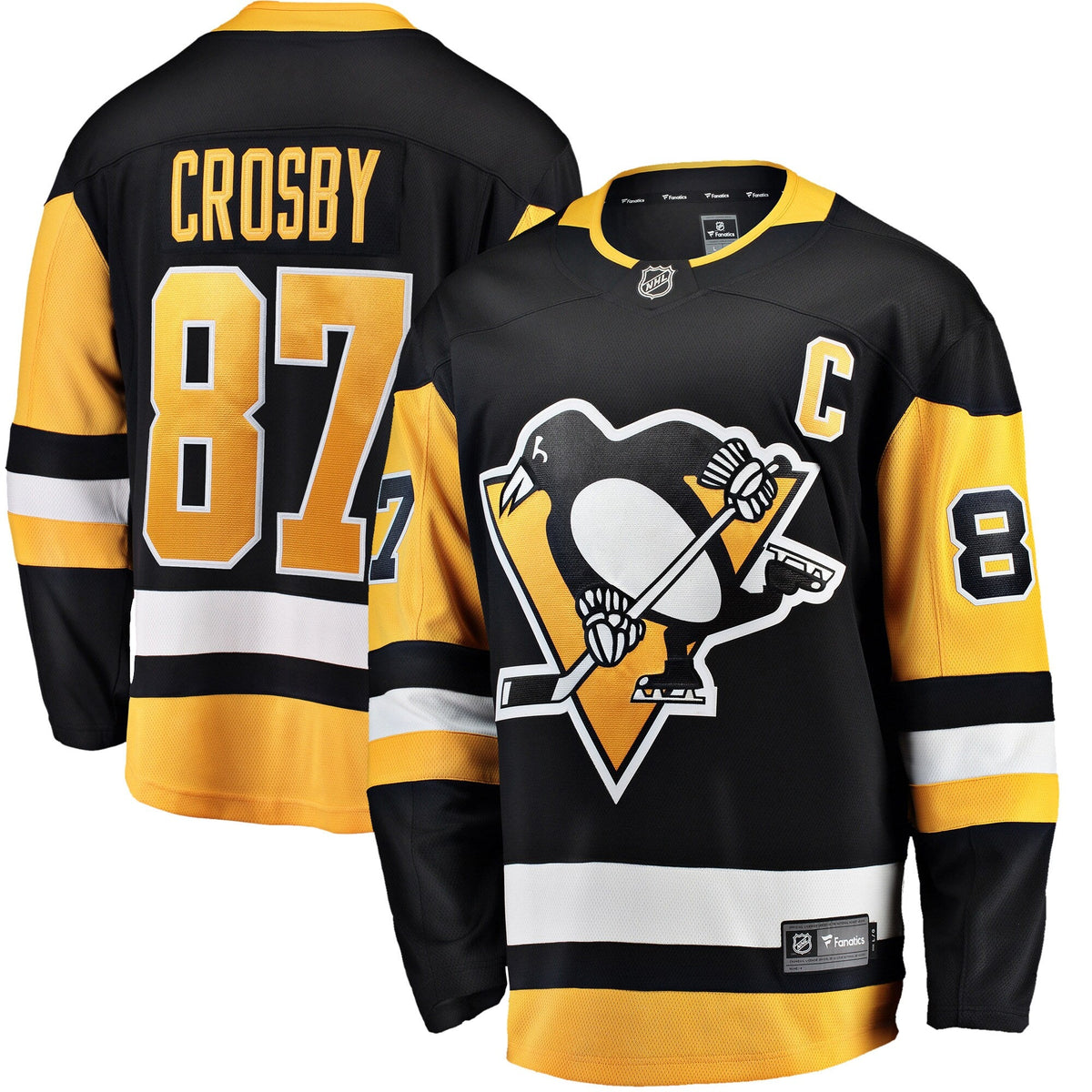 Pittsburgh Penguins Sidney Crosby Black Captain Patch Home Breakaway Hockey Jersey