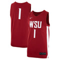 #1 Crimson Washington State Cougars Logo Replica Basketball Jersey