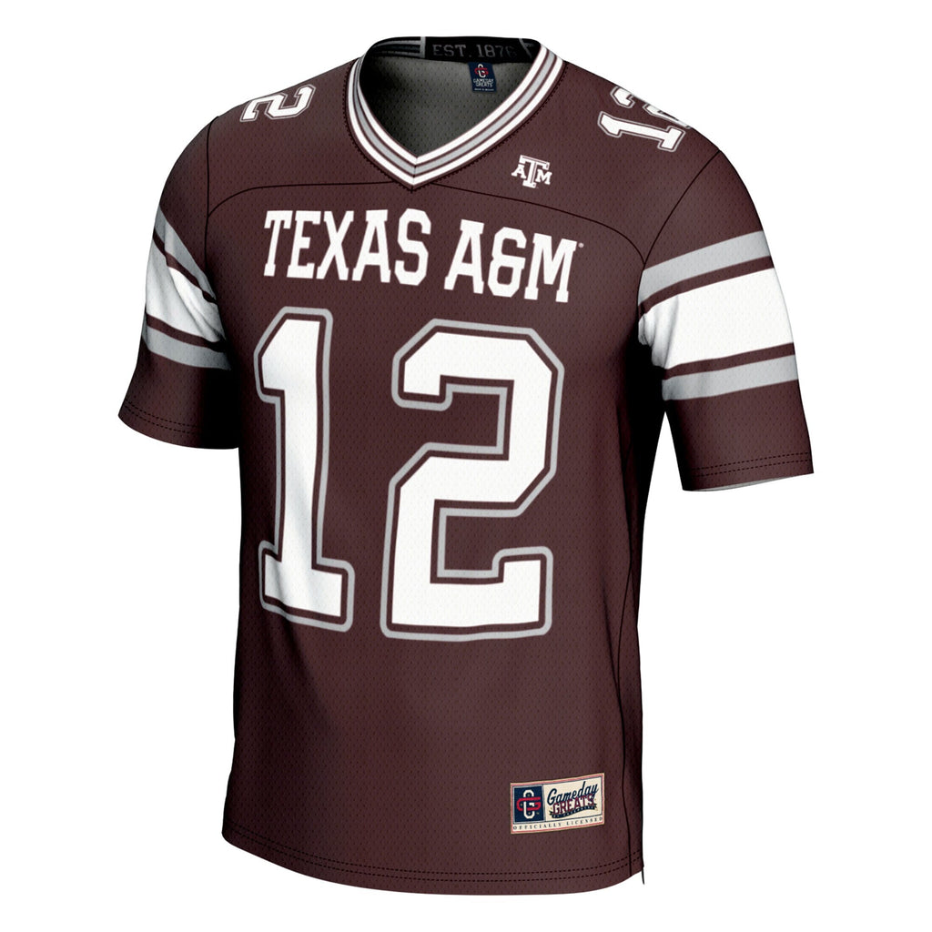 #12 Maroon Texas A&M Aggies Football Lightweight Fashion Jersey