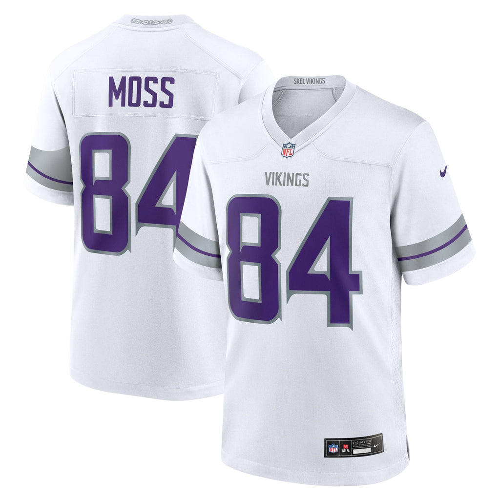 Minnesota Vikings Randy Moss White Alternate Retired Player Game Football Jersey