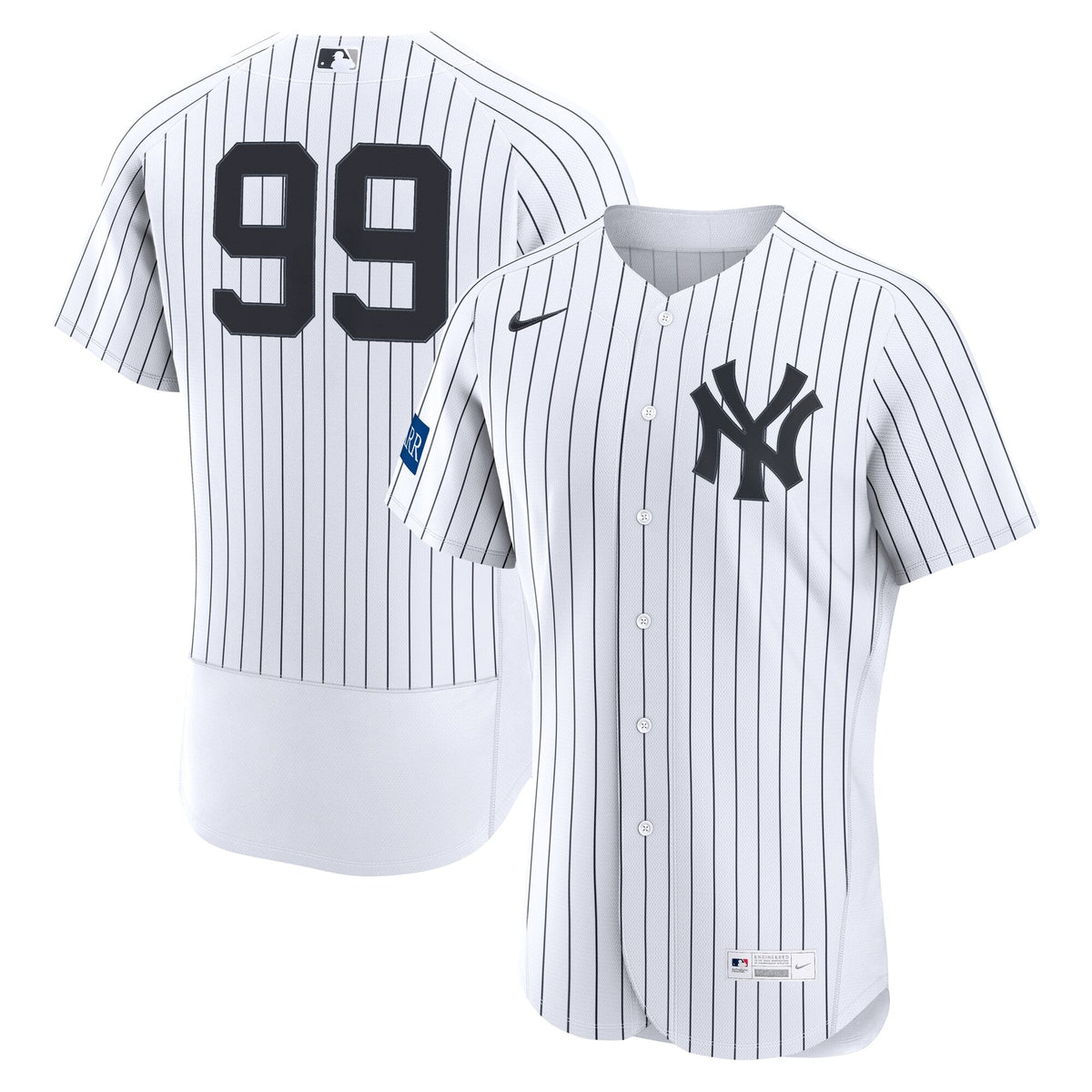 New York Yankees Aaron Judge White Home Sponsor Patch Baseball Jersey