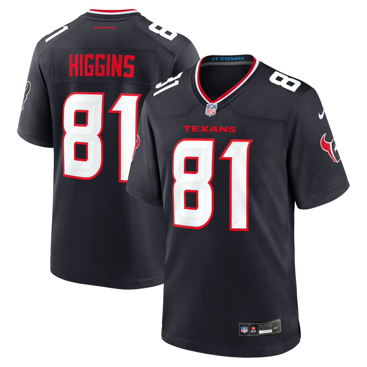 Houston Texans Jayden Higgins Navy Game Football Jersey
