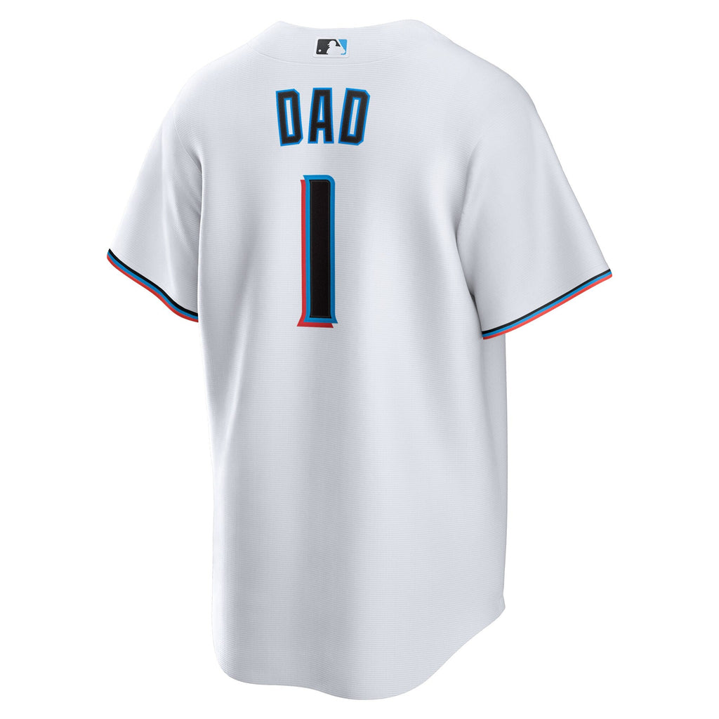 Miami Marlins White #1 Dad Home Replica Baseball Jersey