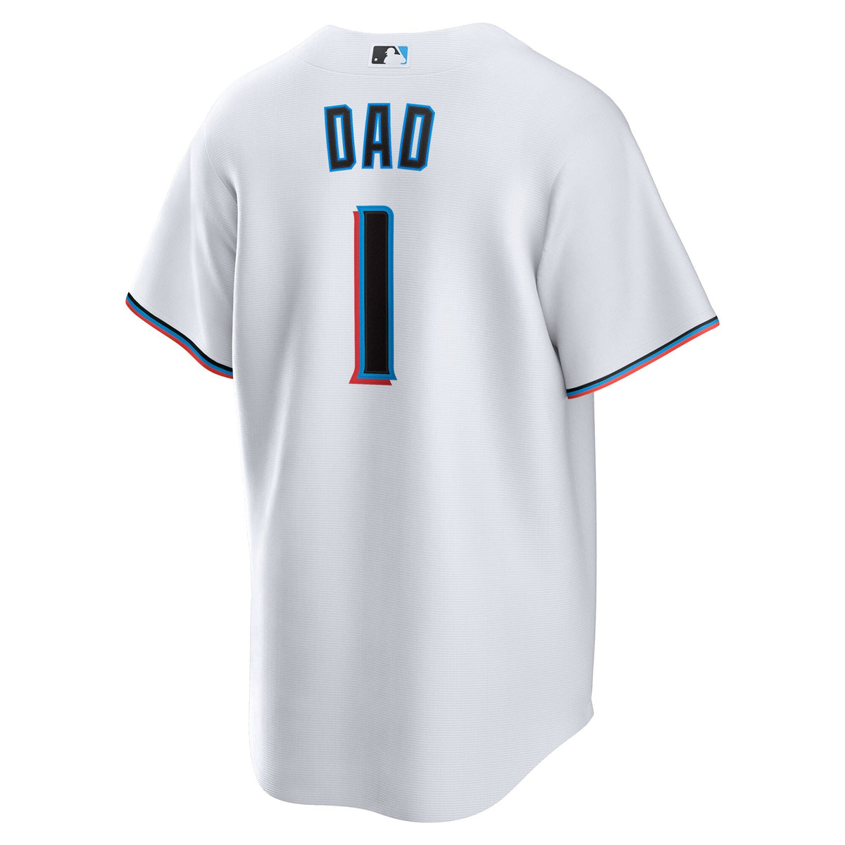 Miami Marlins White #1 Dad Home Replica Baseball Jersey