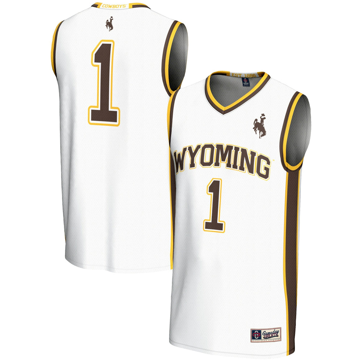 #1 White Wyoming Cowboys Lightweight Basketball Jersey