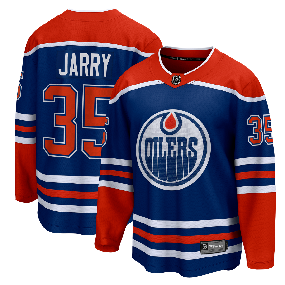 Edmonton Oilers Tristan Jarry Royal Home Premier Breakaway Player Hockey Jersey