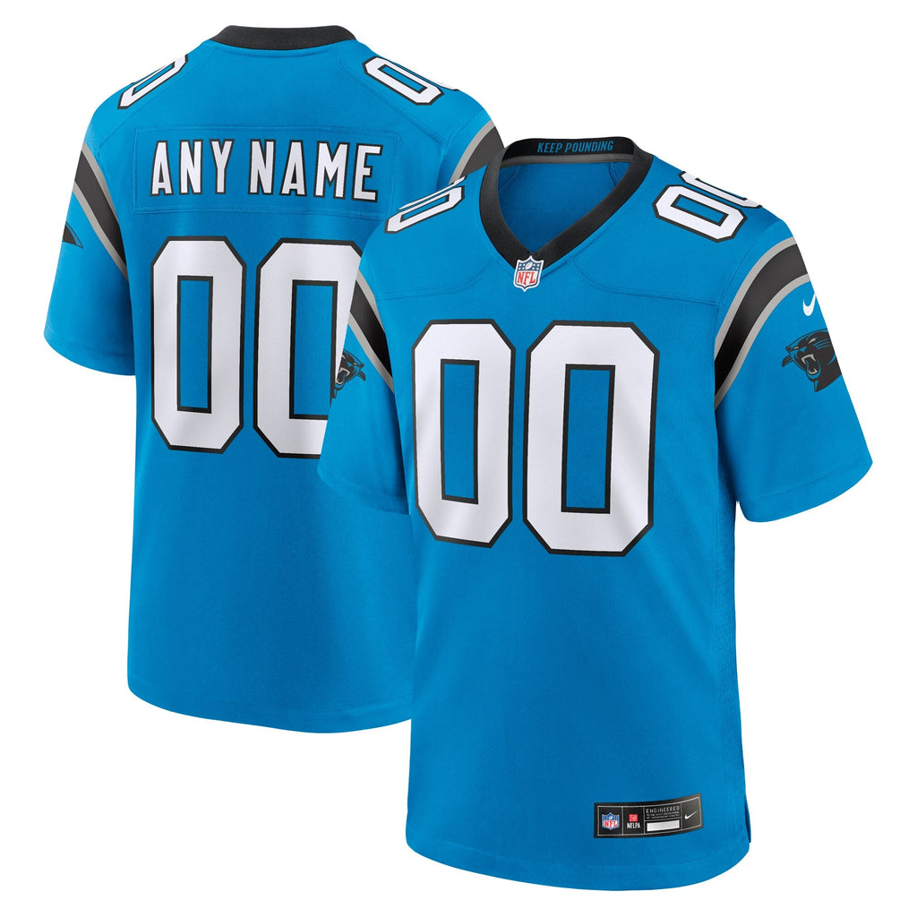 Carolina Panthers Blue Alternate Custom Game Football Jersey