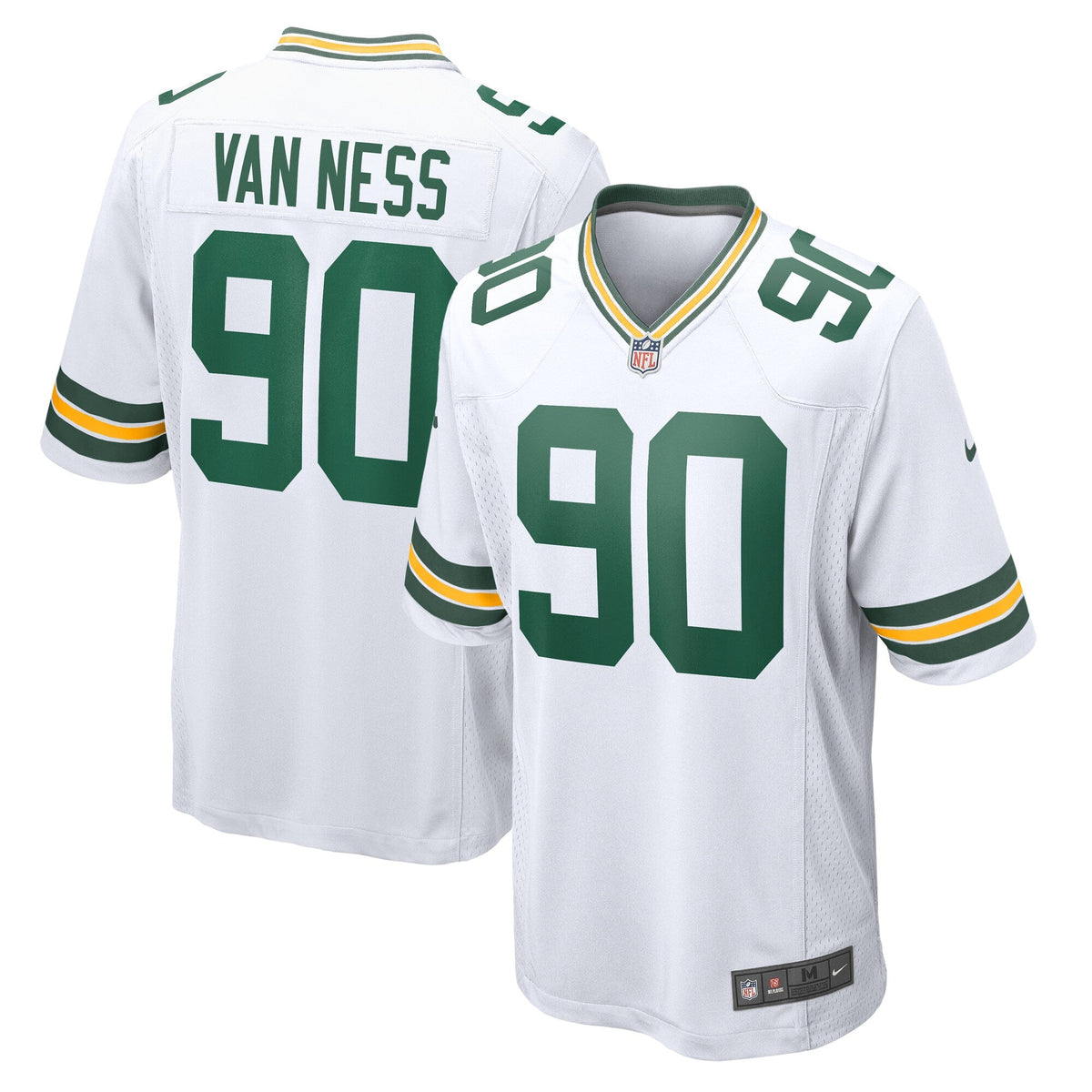 Green Bay Packers Lukas Van Ness White Game Football Jersey