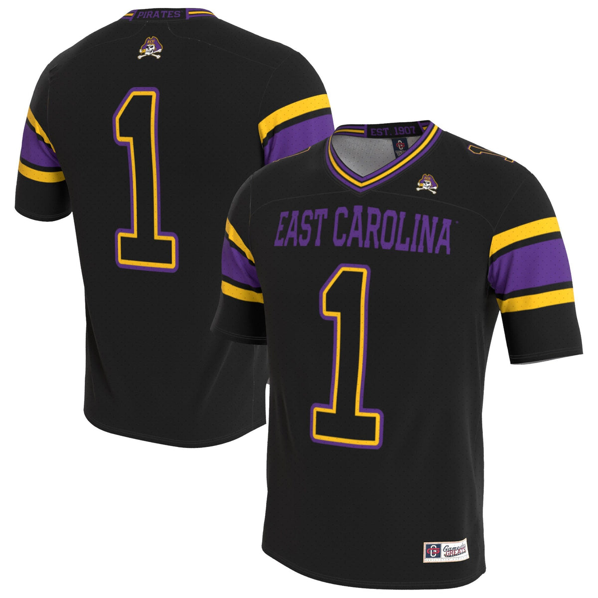 ECU Pirates Lightweight Collegiate Football Blackout Fashion Jersey