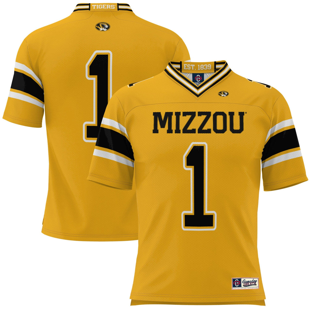 #1 Missouri Tigers Football Jersey - Gold