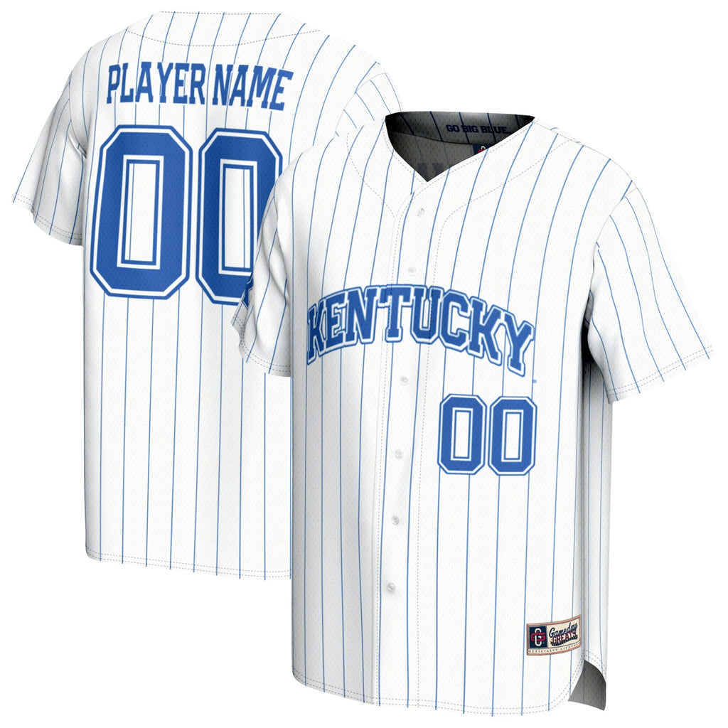 Kentucky Wildcats Lightweight Collegiate Baseball Pinstripe NIL Pick-A-Player Fashion Jersey - White