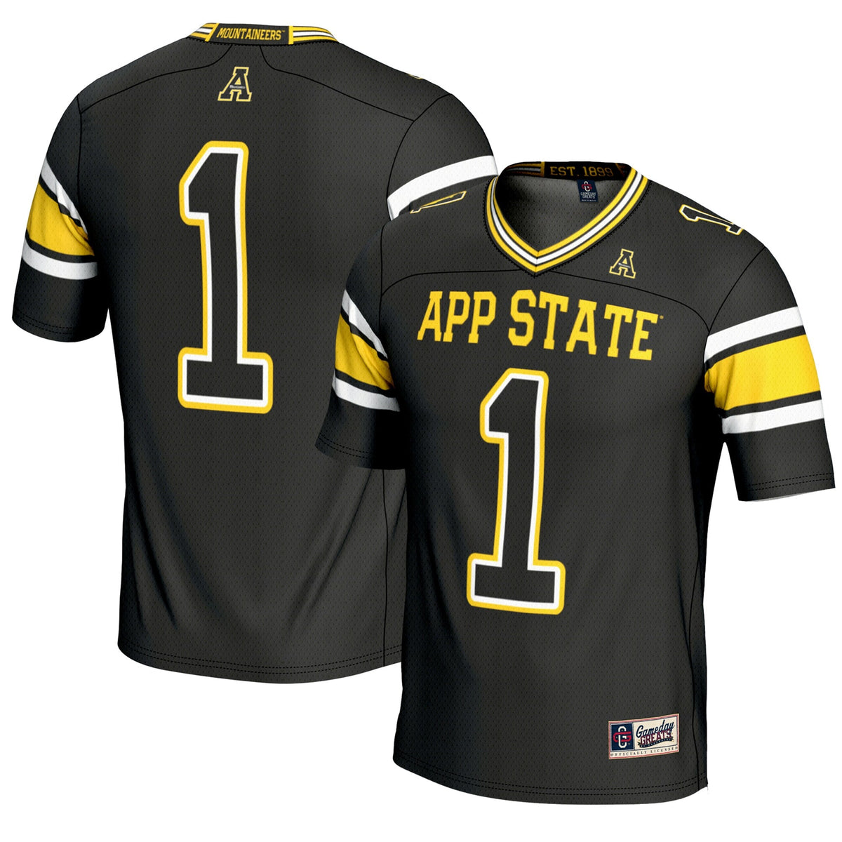 #1 Black Appalachian State Mountaineers Endzone Football Jersey