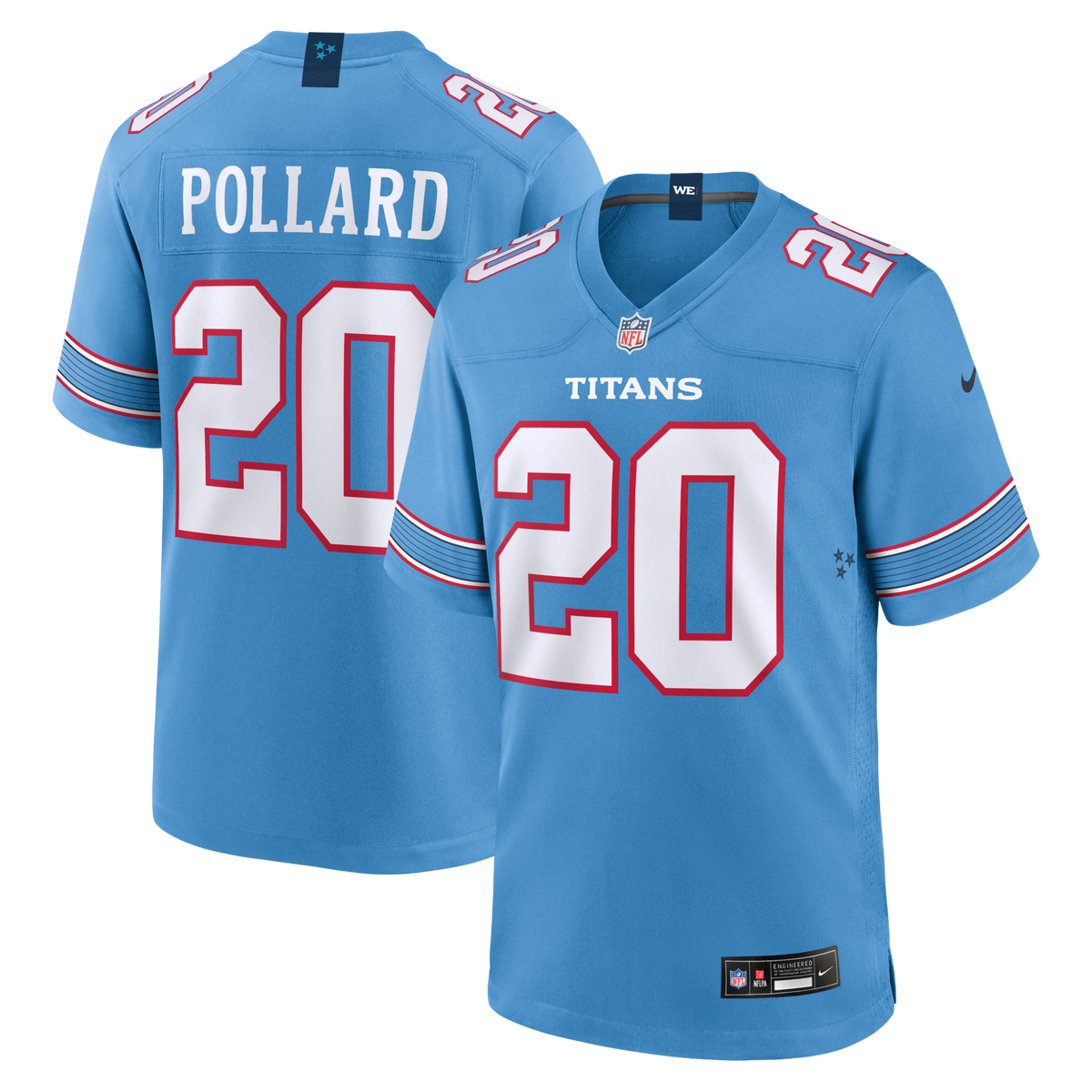 Tennessee Titans Tony Pollard Light Blue Game Football Jersey