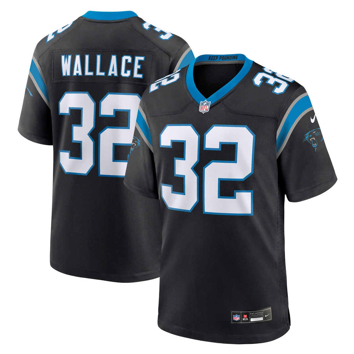 Carolina Panthers Trevin Wallace Black Team Game Football Jersey
