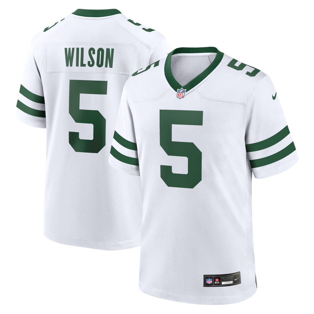 New York Jets Garrett Wilson Legacy White Game Football Jersey
