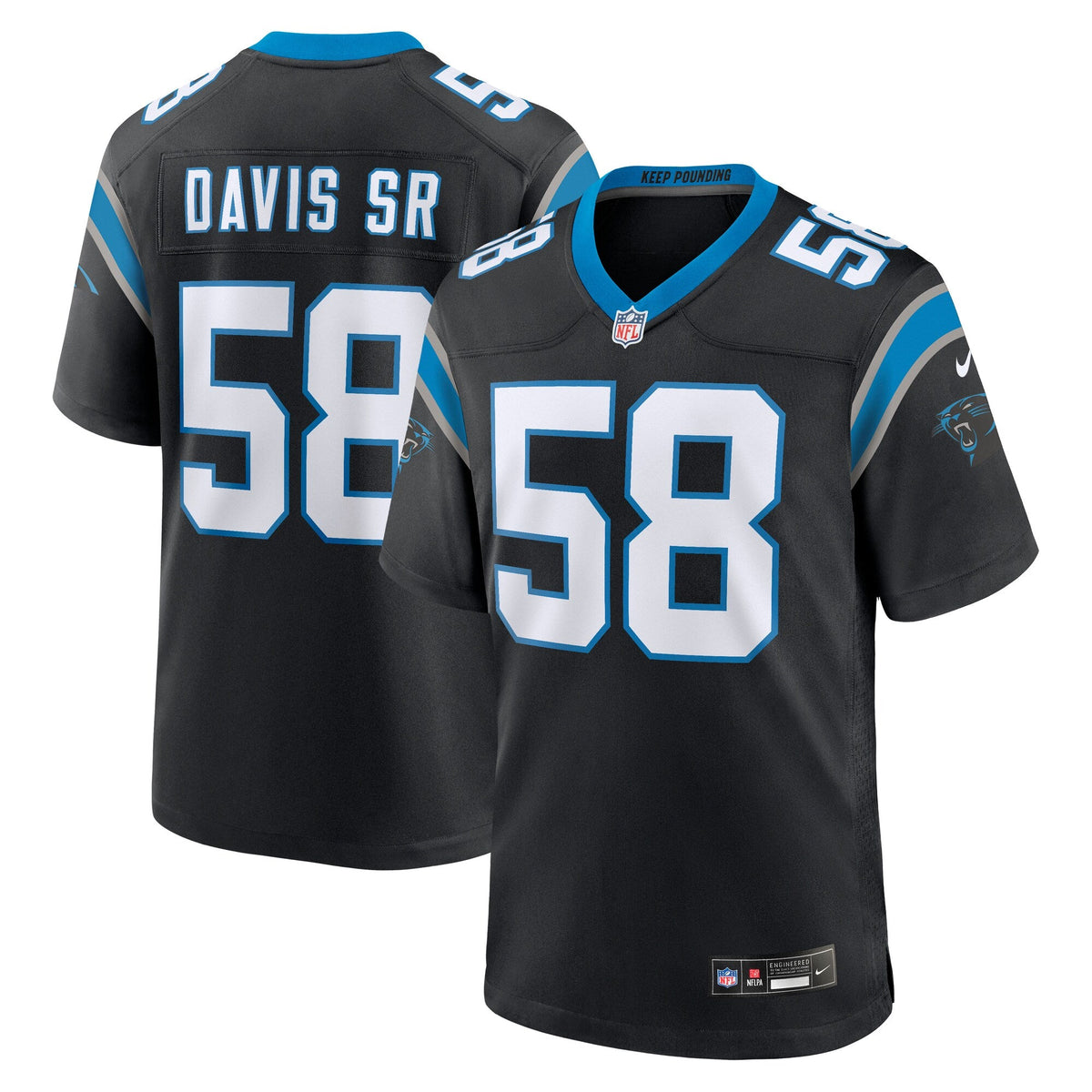 Carolina Panthers Thomas Davis Sr. Black Team Retired Game Football Jersey
