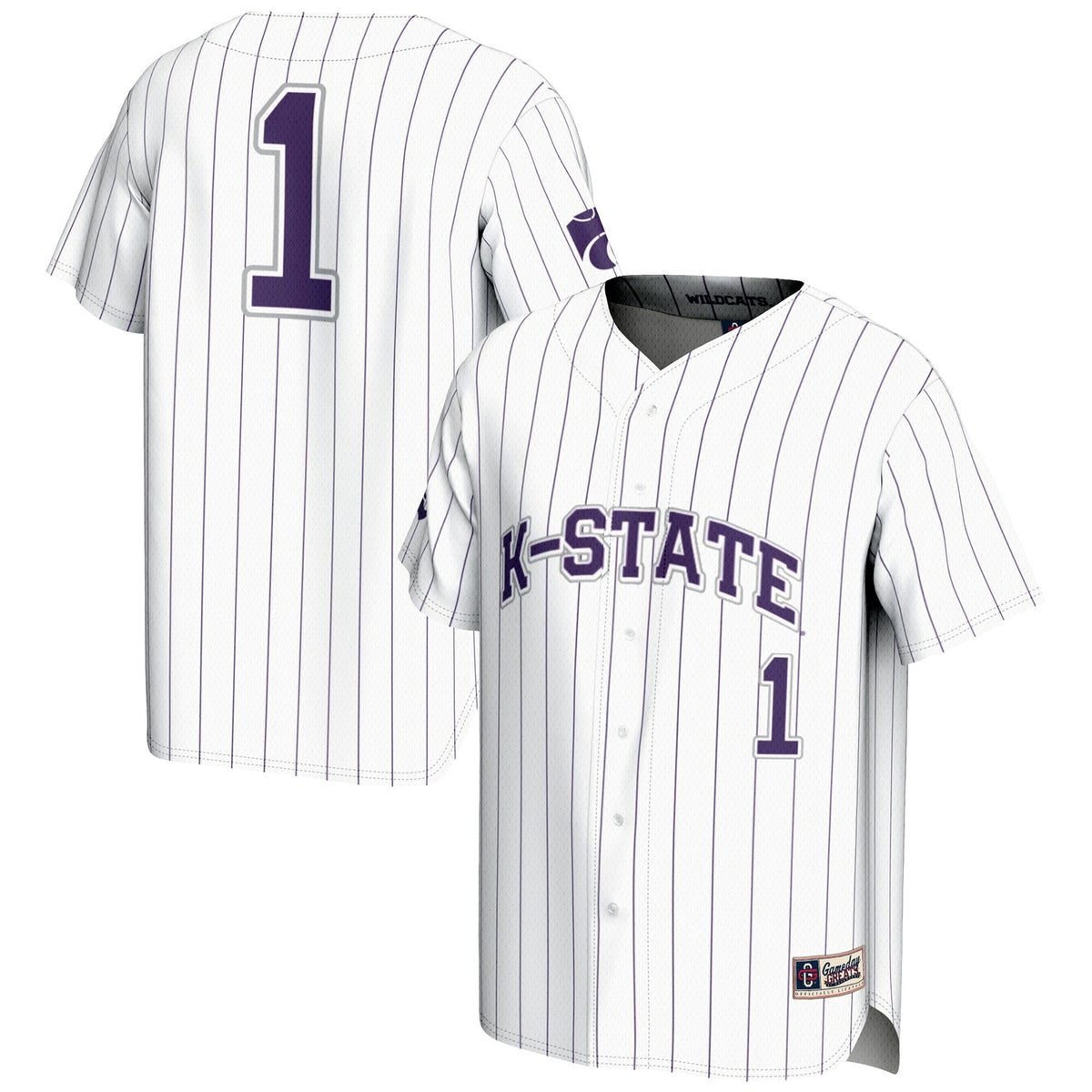 #1 Kansas State Wildcats Lightweight Baseball Jersey - White