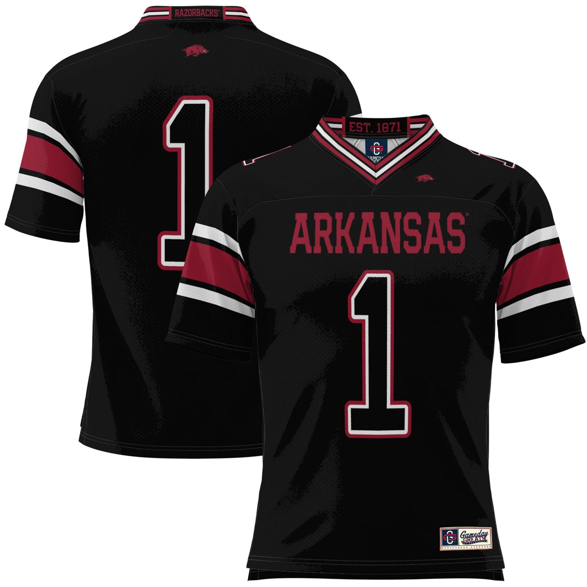 #1 Black Arkansas Razorbacks Football Jersey