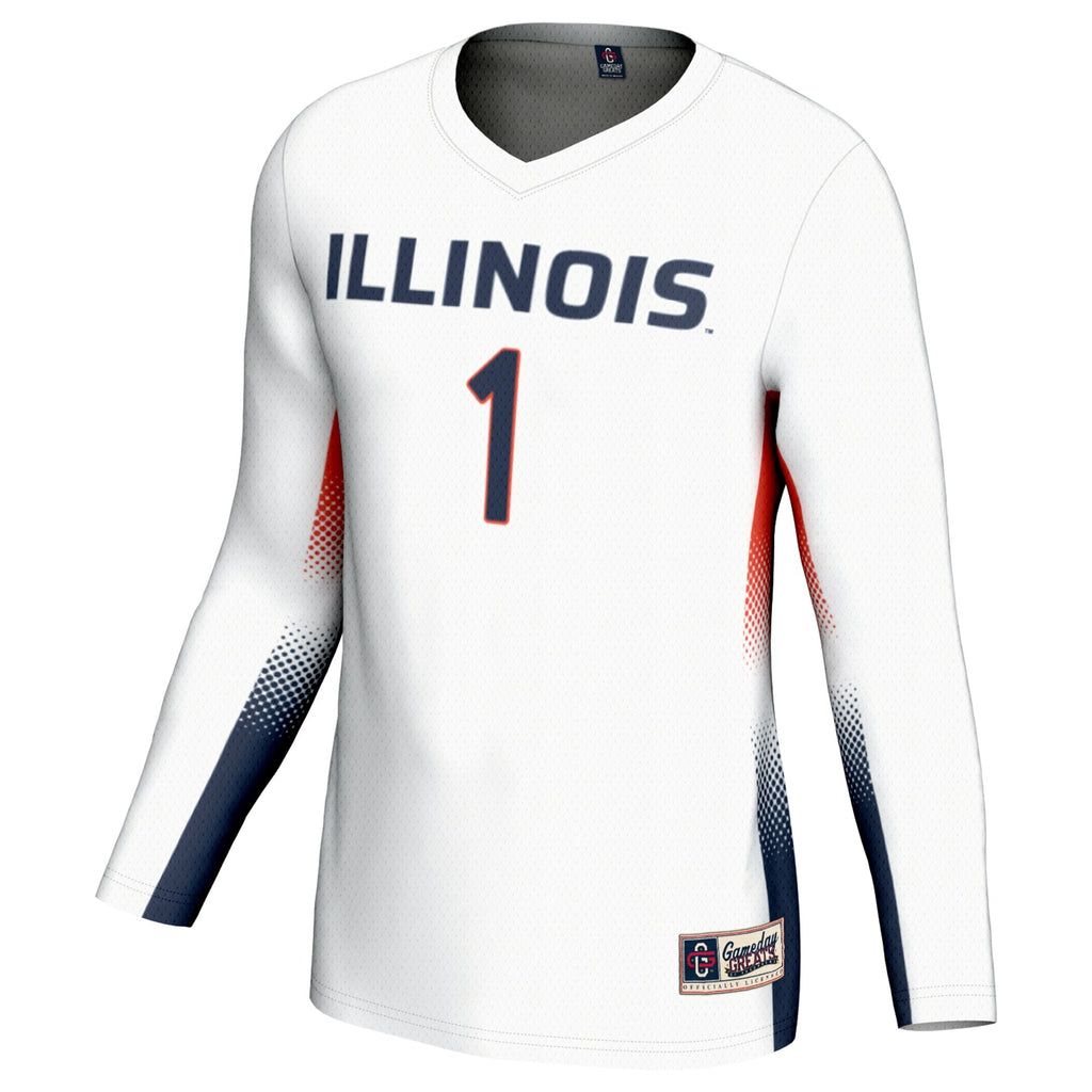 #1 Illinois Fighting Illini Lightweight Volleyball Jersey - White