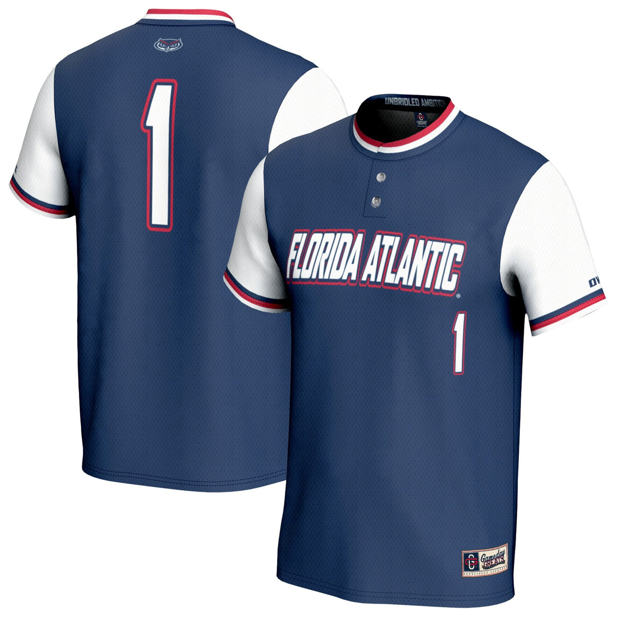 #1 Florida Atlantic Owls Lightweight Collegiate Softball Fashion Jersey - Navy