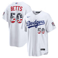 Fourth of July Los Angeles Dodgers Mookie Betts White USA 250 Stadium Baseball Jersey