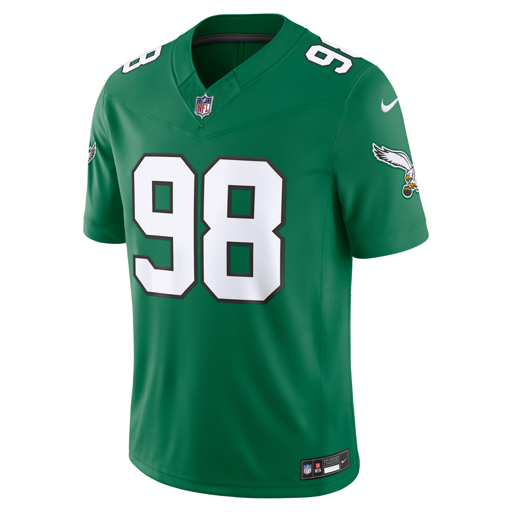 Philadelphia Eagles Jalen Carter Kelly Green Alternate Vapor F.U.S.E. Stitched Limited Football Jersey