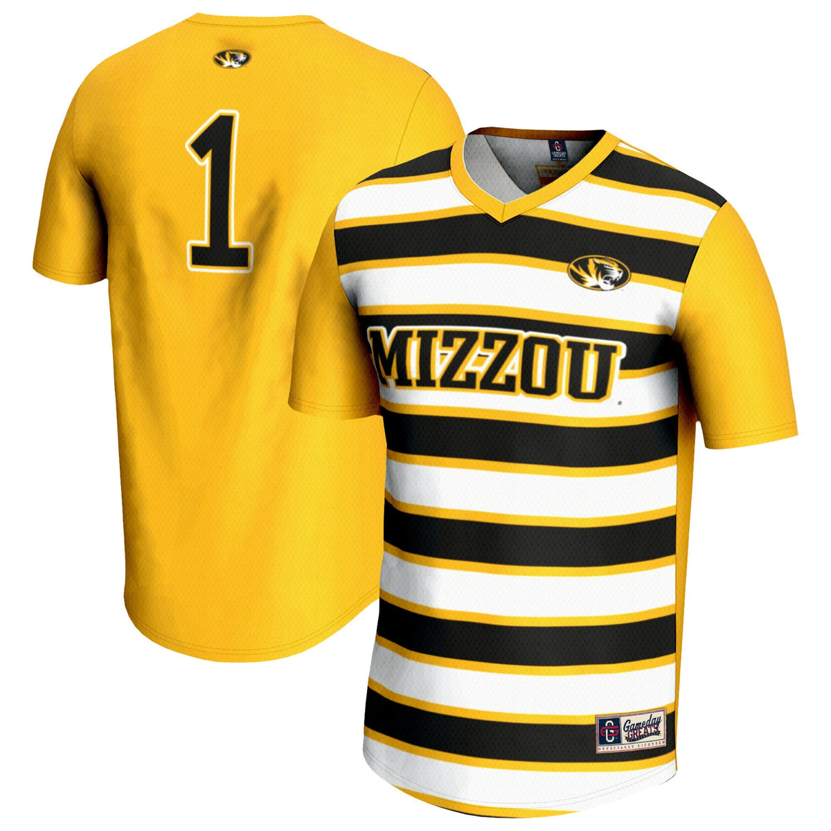 #1 Gold Missouri Tigers Lightweight Soccer Fashion Jersey