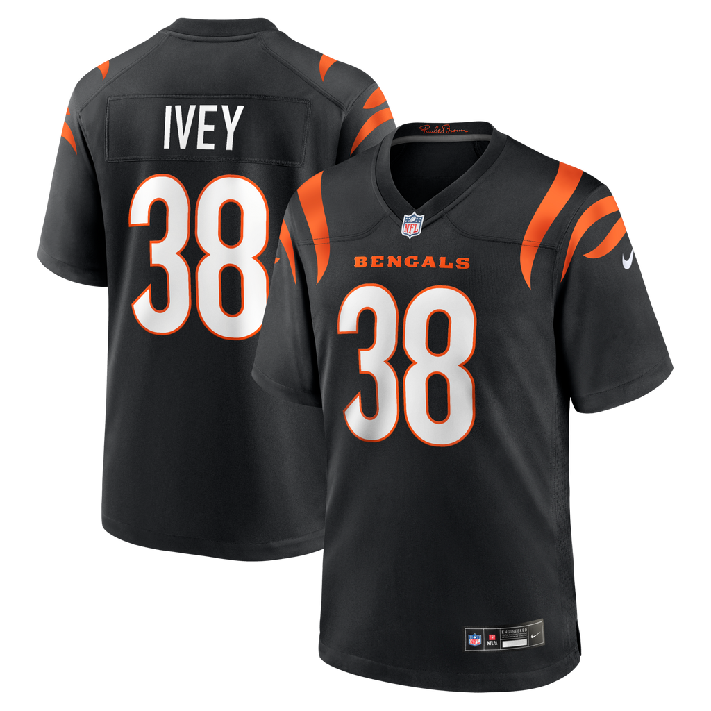 Cincinnati Bengals DJ Ivey Black Team Game Football Jersey