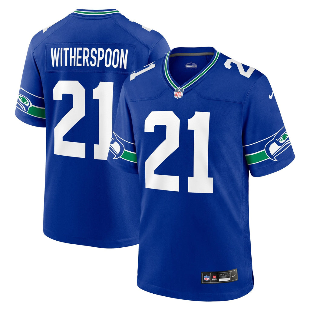 Seattle Seahawks Devon Witherspoon Royal Throwback Player Game Football Jersey