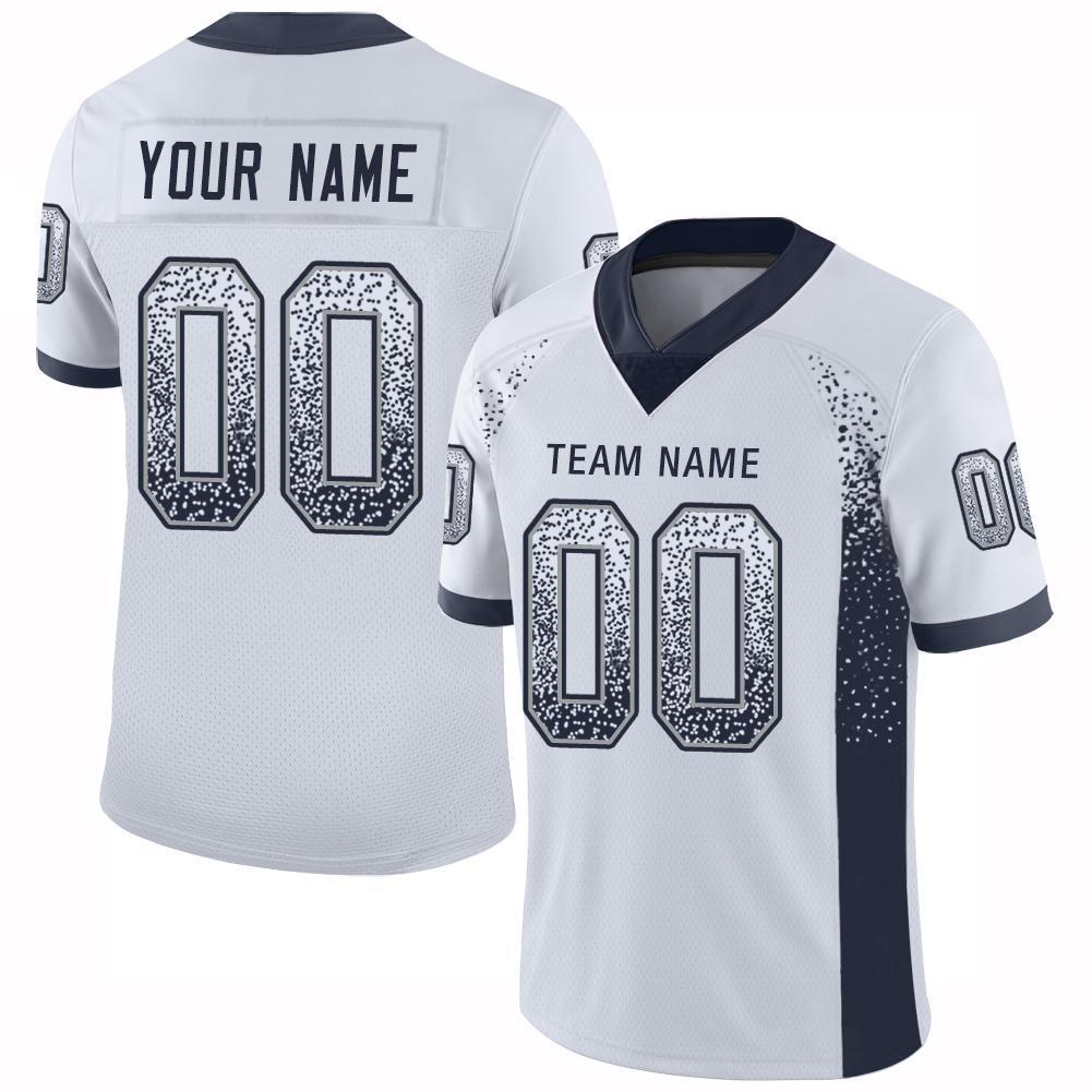 Custom Football Jersey - White Navy-Gray Drift Fashion