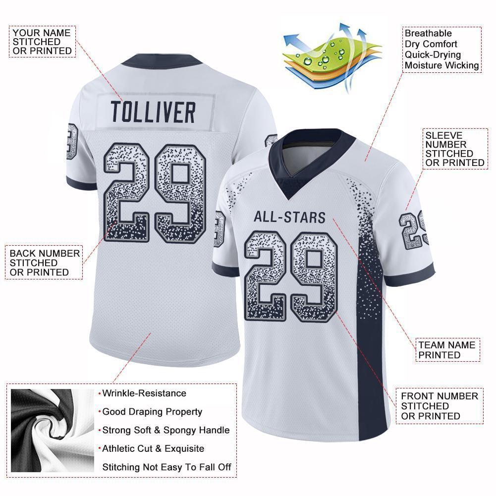 Custom Football Jersey - White Navy-Gray Drift Fashion