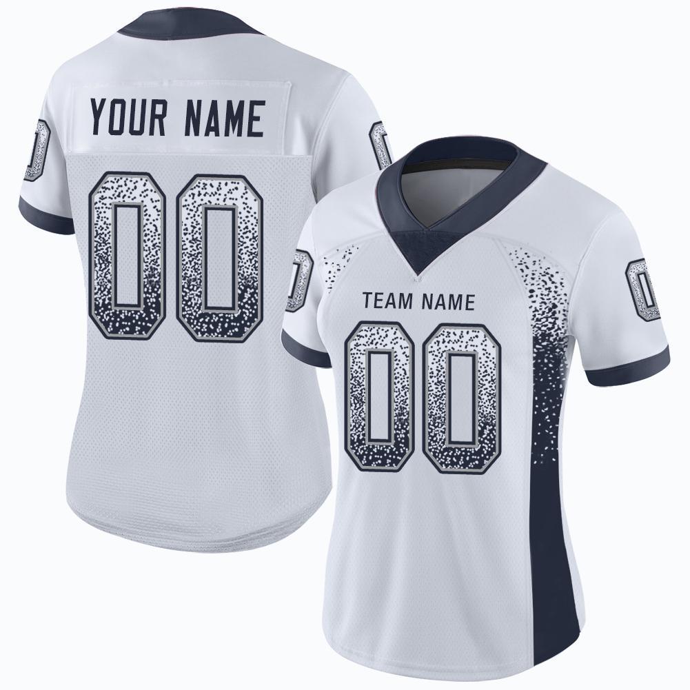 Custom Football Jersey - White Navy-Gray Drift Fashion