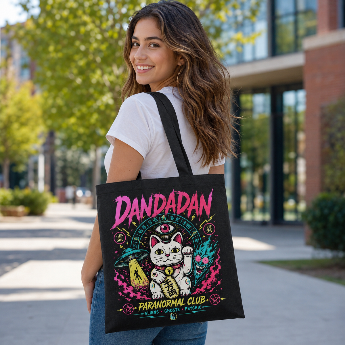 Dandadan Anime Canvas Tote Bag - Paranormal Club
