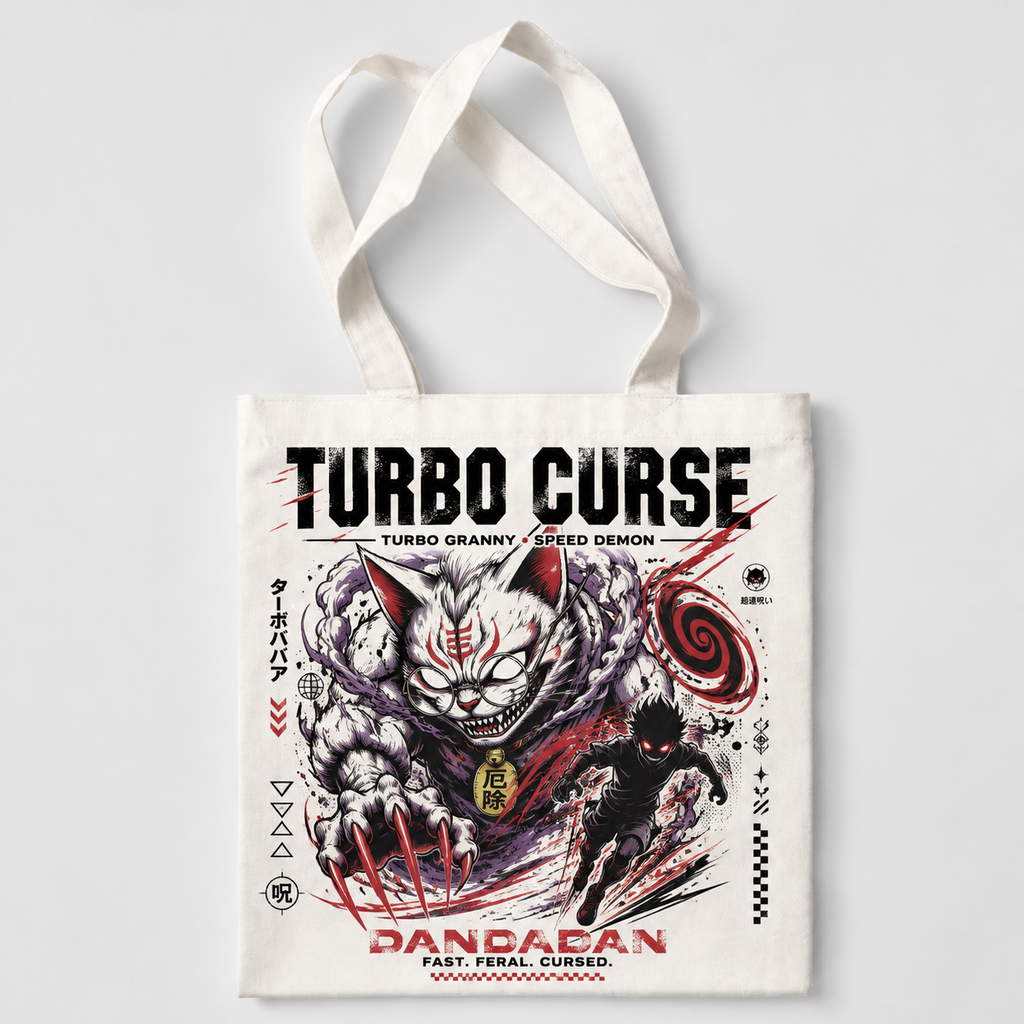 Dandadan Anime Canvas Tote Bag - Turbo Curse