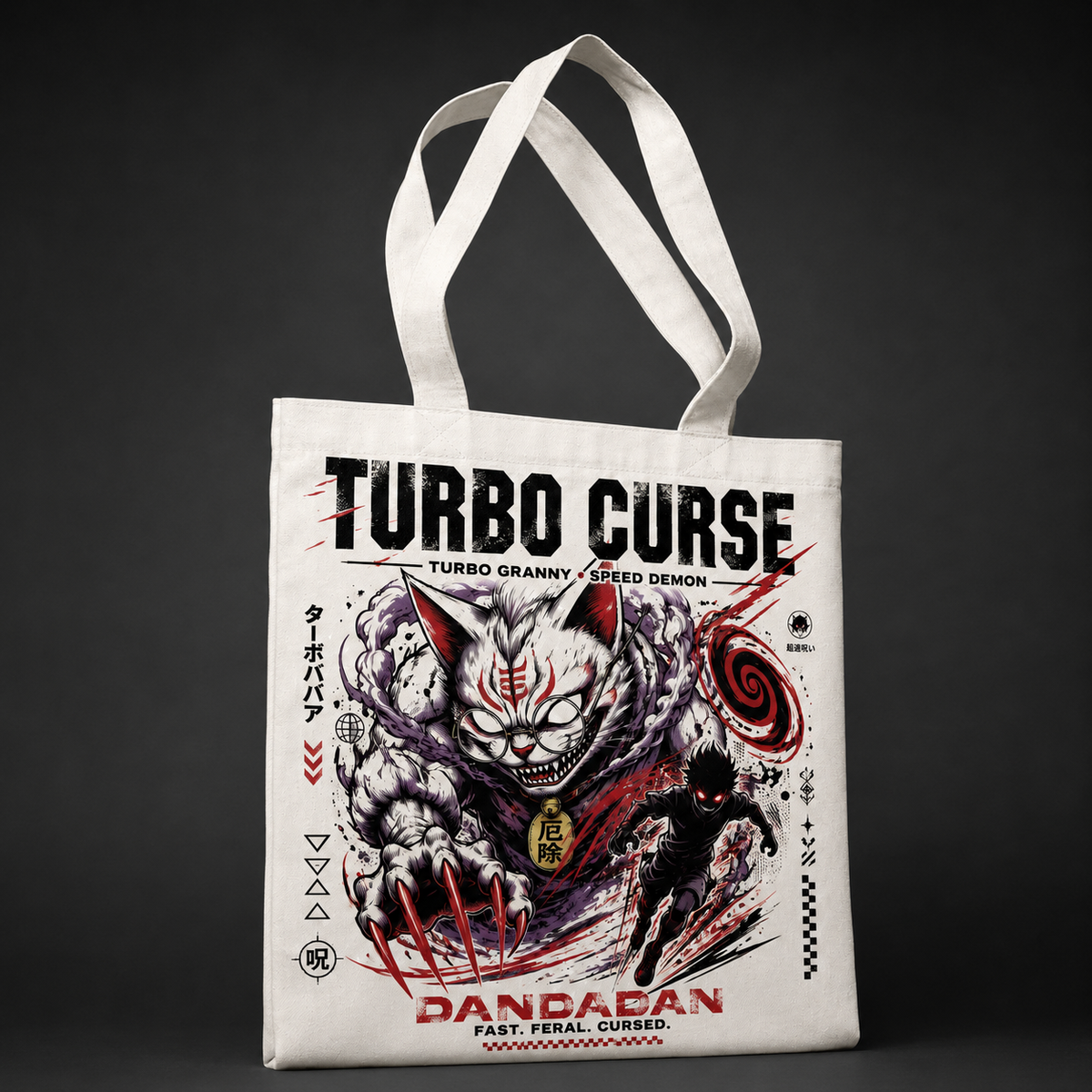 Dandadan Anime Canvas Tote Bag - Turbo Curse