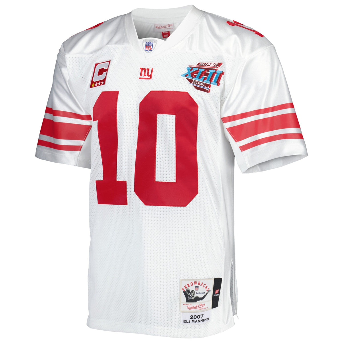 New York Giants 2007 Eli Manning White Throwback Retired Player Football Jersey