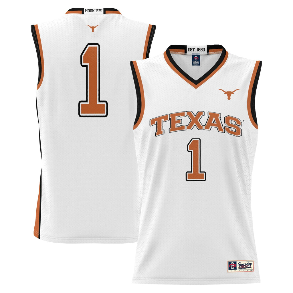 #1 Texas Longhorns Replica Lightweight Basketball Jersey - White