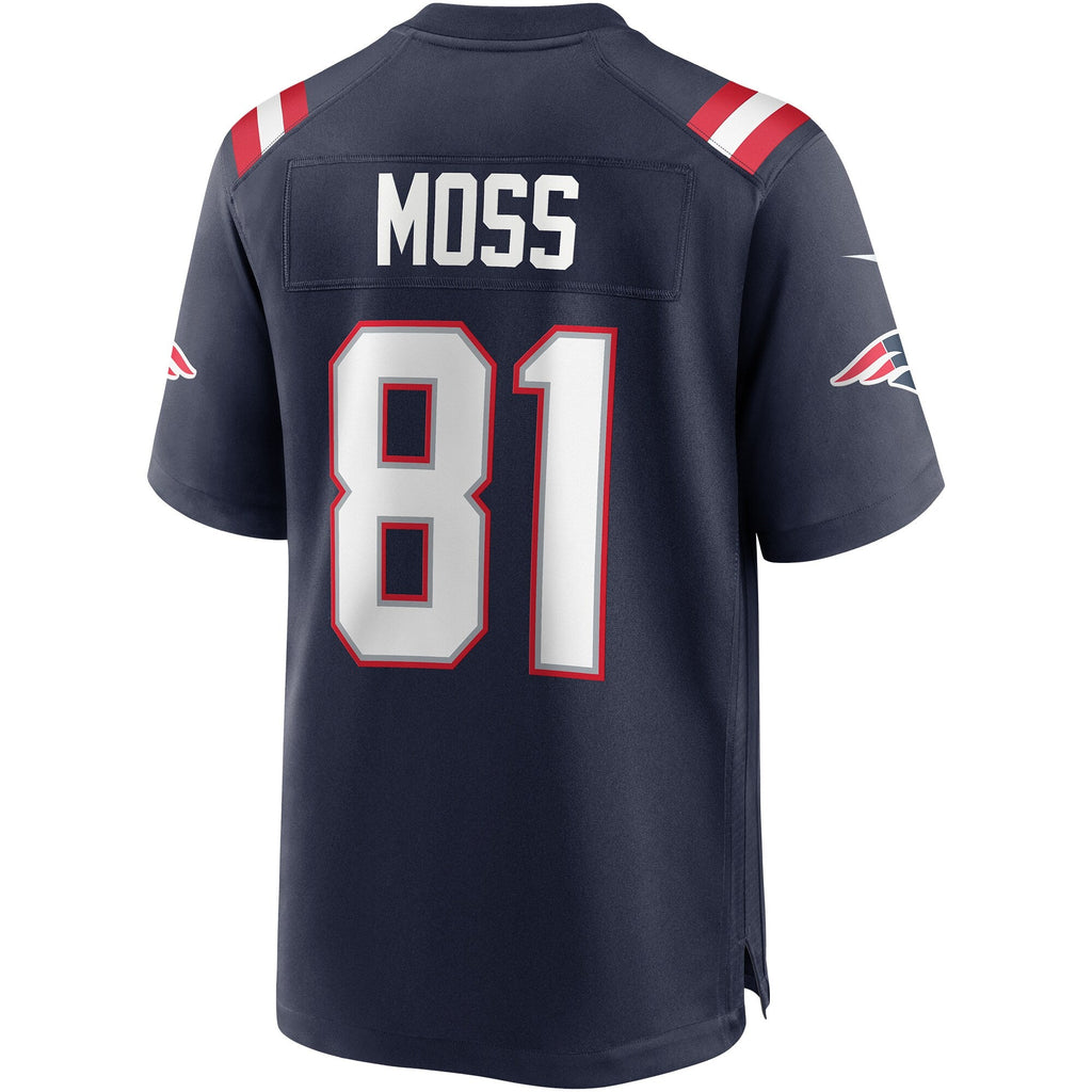 New England Patriots Randy Moss Navy Game Retired Player Football Jersey