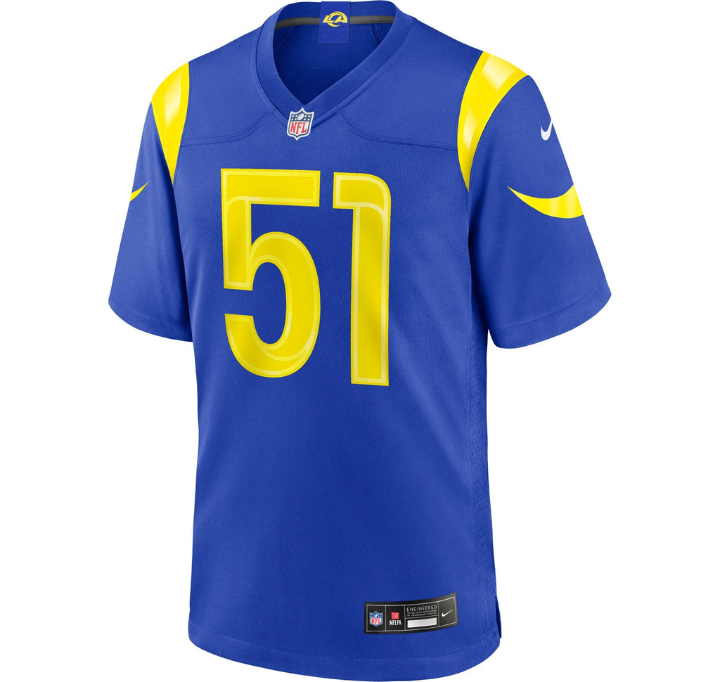Los Angeles Rams Eddie Walls III Royal Game Football Jersey
